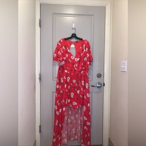 Torrid Women’s Red Floral Maxi Romper Dress Size 24